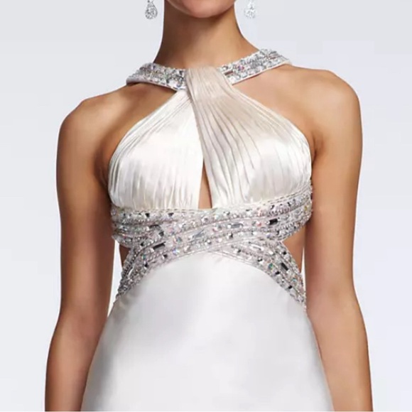 David’s Bridal Charmeuse Dress w/Beaded Straps size 2 - Picture 3 of 6